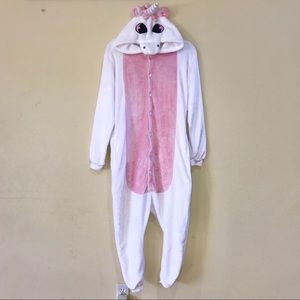 PINK WHITE UNICORN KIGURUMI FOOTIE PAJAMA ONESIE